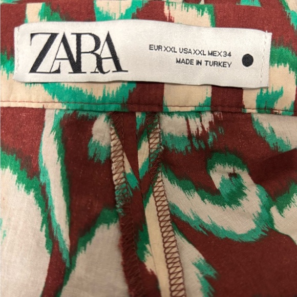 Zara Green & Brown Wide Leg Pants XXL - Picture 2 of 7